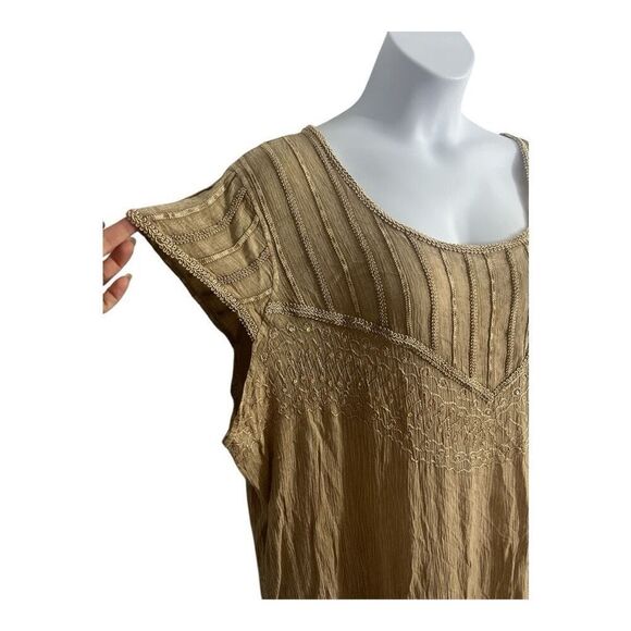 Anna Maxwell Brown Sequined Shift Long Dress Plus Size 3XWP Short Sleeve Boho - Picture 2 of 11